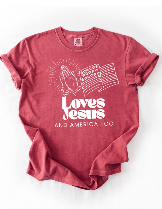 Loves Jesus and America Too (White Ink Edition)